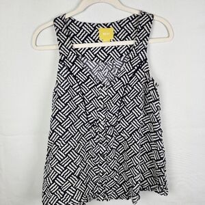 Maeve Anthropologie Womens Black & White Cotton Button up Ardmore Tank Size 2